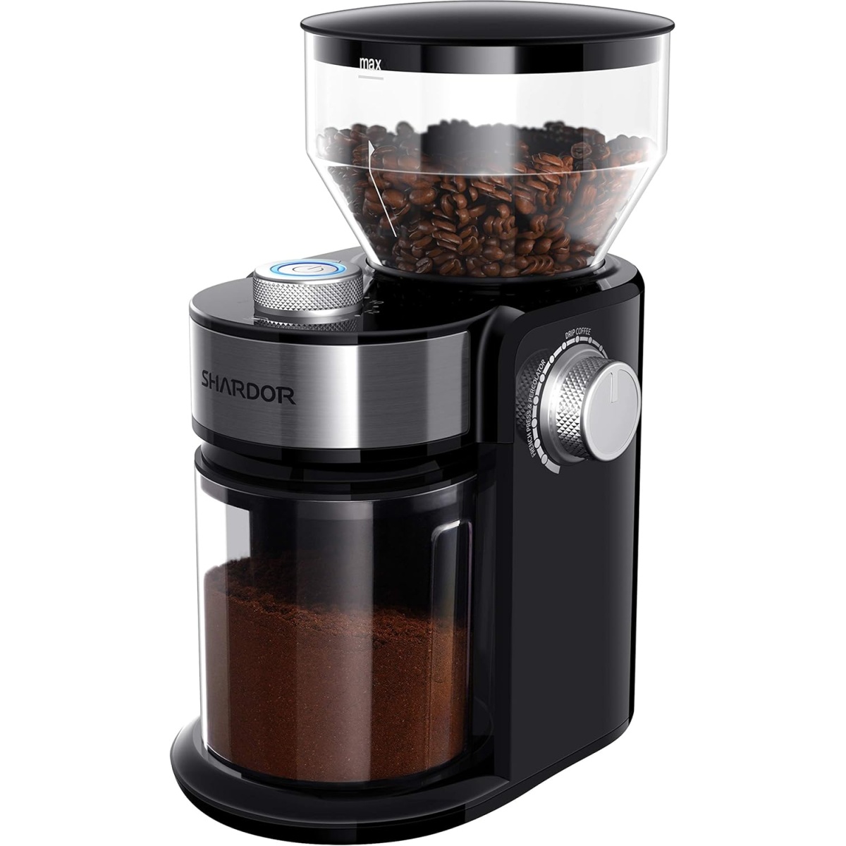SHARDOR Electric Burr Coffee Grinder 2.0, Adjustable Burr Mill with 31 Precise Grind Setting for 2-14 Cup, Black